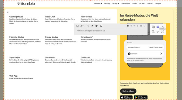 Screenshot von Bumble machen