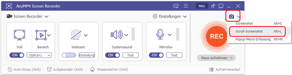 Scroll-Screenshot-Funktion wählen