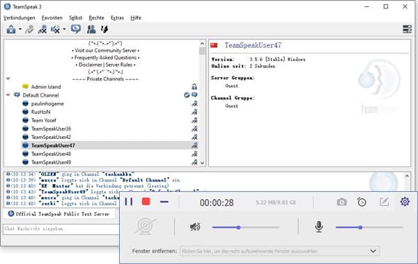 Teamspeak-Gespräch aufnehmen