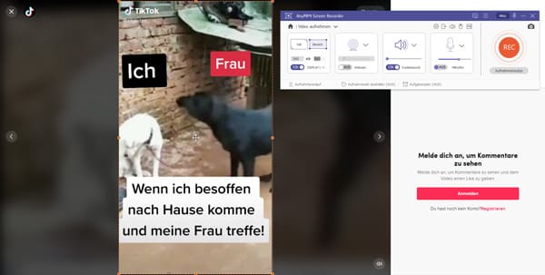 TikTok-Videobereich wählen