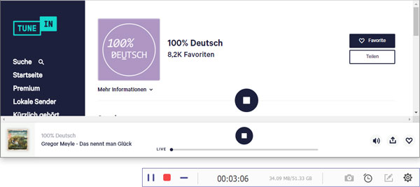 TuneIn Radio aufnehmen