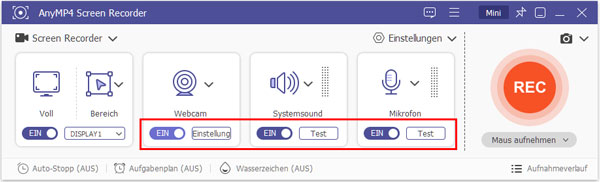 Webcam und Systemsound aktivieren