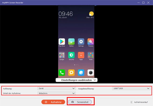Xiaomi-Screenshot machen