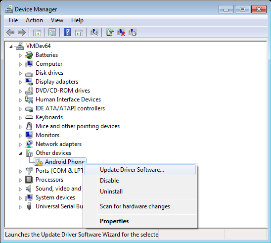 Android USB-Treiber installieren