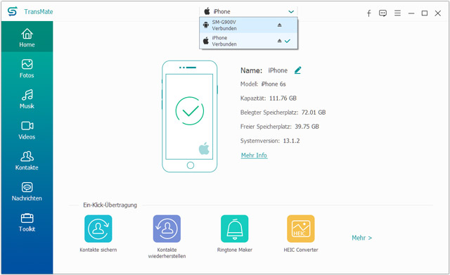 iPhone und Android mit TransMate verbinden