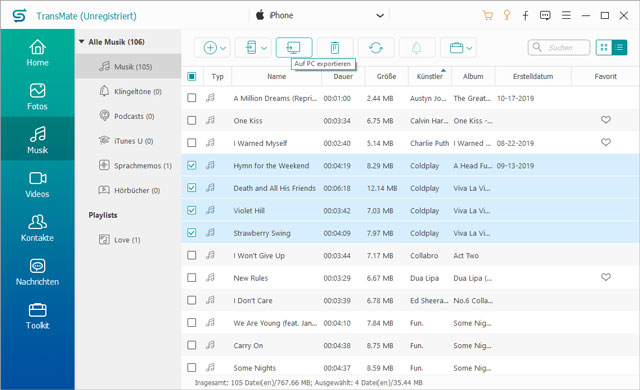 Musik vom Handy auf PC exportieren