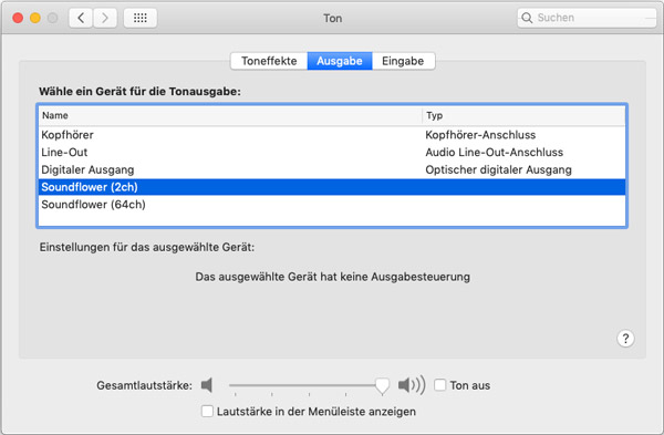 Mac: Audioausgabegerät einstellen