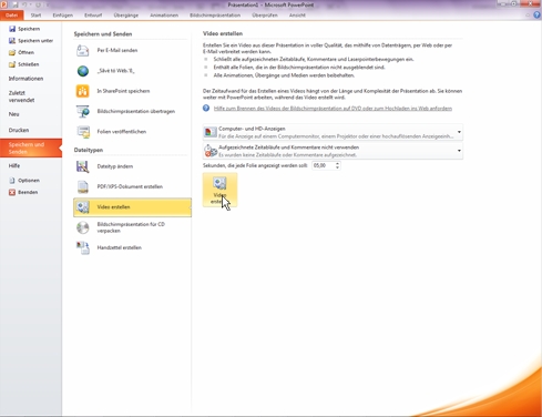 PowerPoint 2010: Präsentation als Video speichern