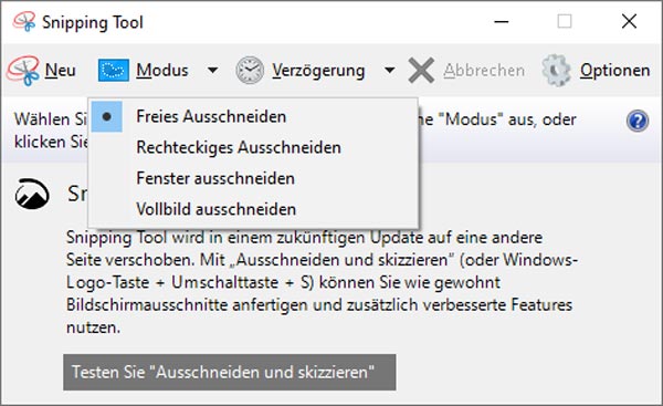 Screenshot mit Snipping Tool machen