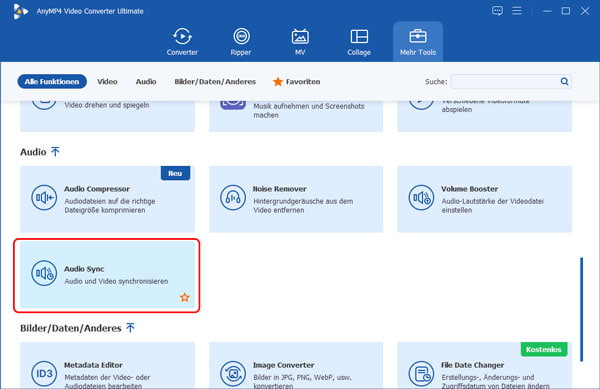 Audio Sync auswählen