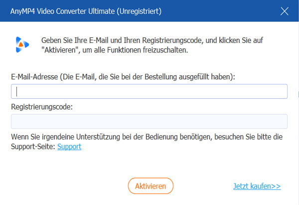 AnyMP4 Video Converter Ultimate registrieren