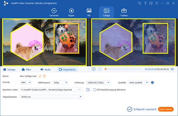 Video Collage exportieren