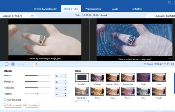 Videoeffekt anpassen