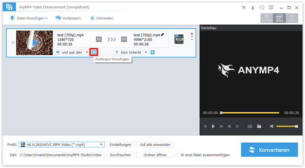 Audiospur hinzufügen