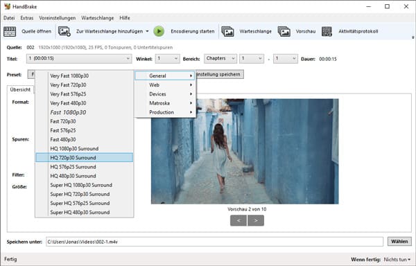 1080p in 720p umwandeln mit HandBrake