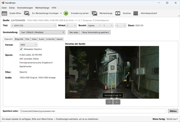 AVI-Datei in HandBrake öffnen