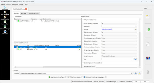 AVI in MKV umwandeln mit MKVToolNix