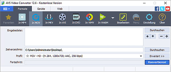 Oberfläche von AVS Video Converter