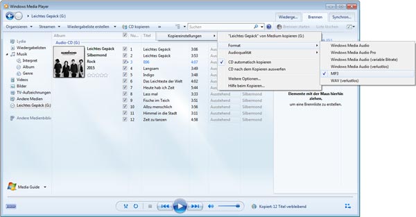 CD in MP3 mit Windows Media Player umwandeln