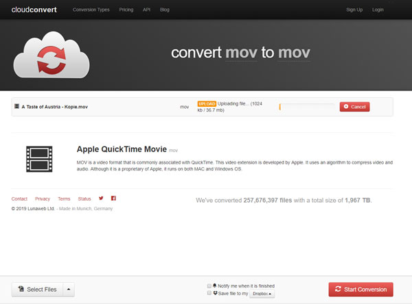 MOV in MP4 konvertieren mit einem Online Converter