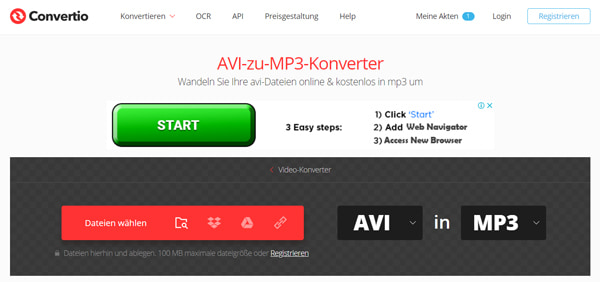 Convertio AVI-zu-MP3-Konverter