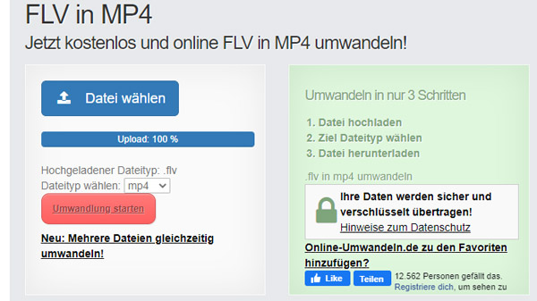 FLV in MP4 online umwandeln