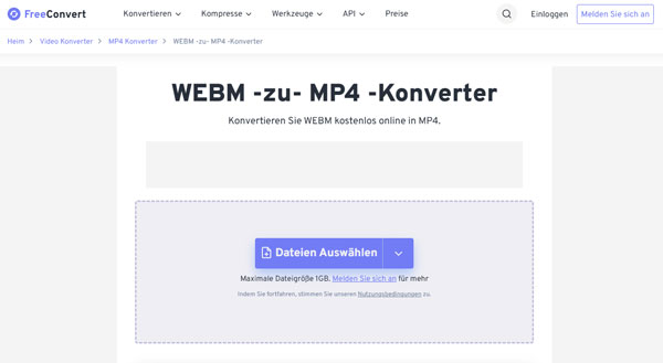 FreeConvert WebM to MP4 Converter