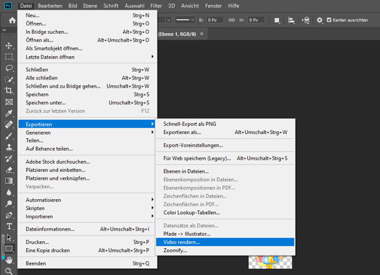 GIF in MOV umwandeln mit Adobe Photoshop