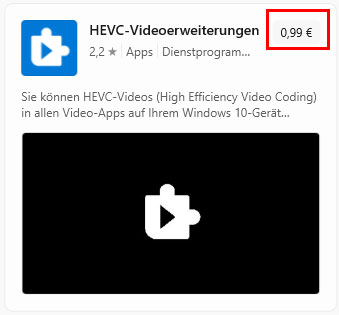 Kosten von HEVC-Videoerweiterungen
