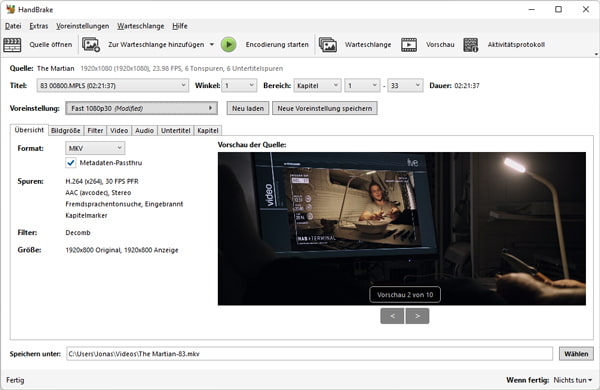 ISO in MKV umwandeln mit HandBrake