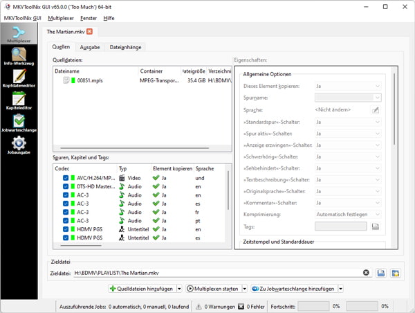 ISO in MKV umwandeln mit MKVToolNix