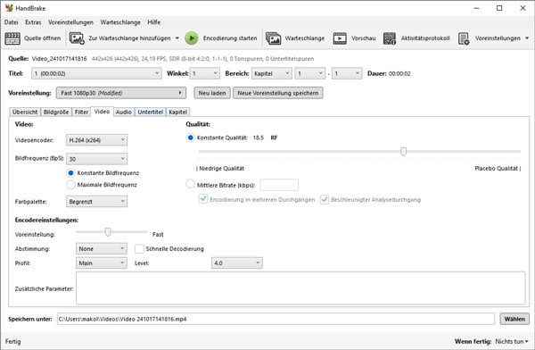 MP4-Video mit Handbrake kleiner machen