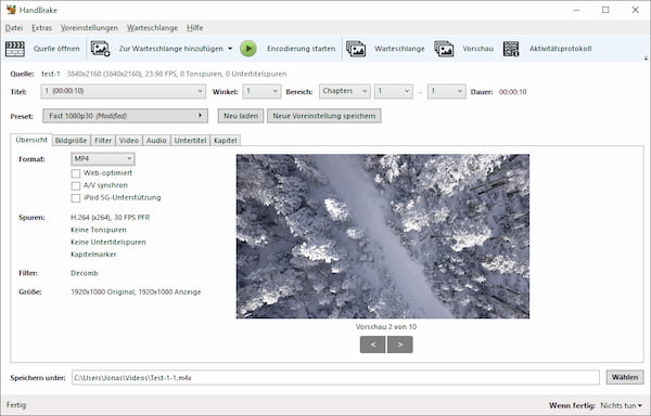 M4V konvertieren mit HandBrake