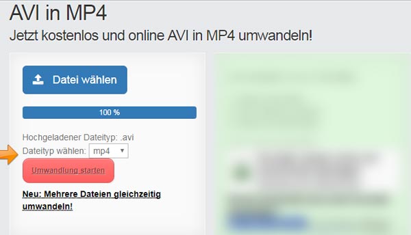 Mit Online-Umwandeln.de AVI in MP4 online umwandeln