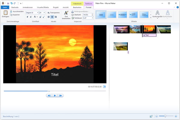 Mit Windows Movie Maker Diashow erstellen