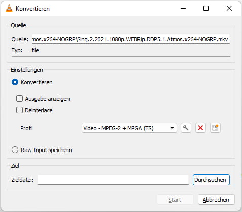 MKV in TS umwandeln mit VLC