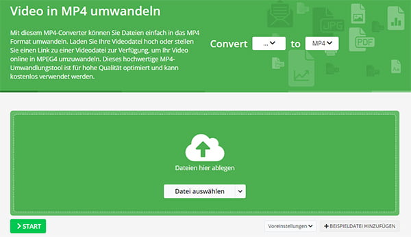 MP4 mit Online-Convert umwandeln