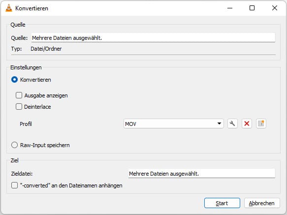 MP4 zu MOV konvertieren mit VLC