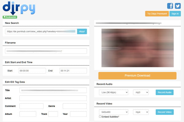 Pornhub-Video herunterladen mit Dirpy