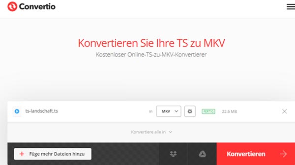TS in MKV umwandeln auf Convertio
