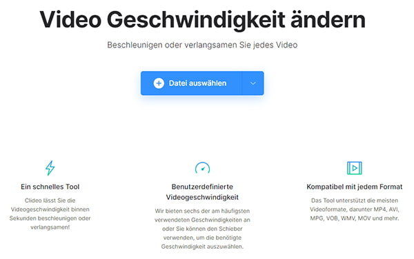 Video-Geschwindigkeit ändern mit Clideo