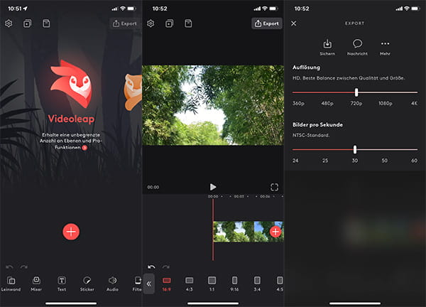 Video von 4:3 in 16:9 umwandeln mit Videoleap