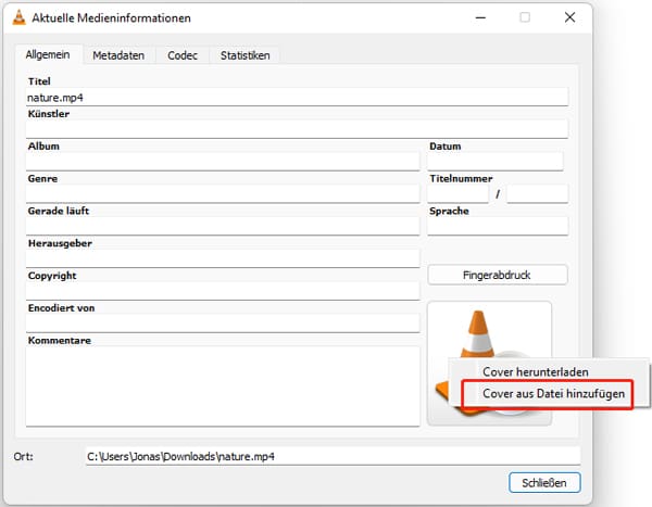 Video-Vorschaubild ändern mit VLC