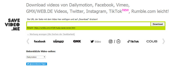 Vimeo Videos downloaden mit einem online-Tool Savevideo