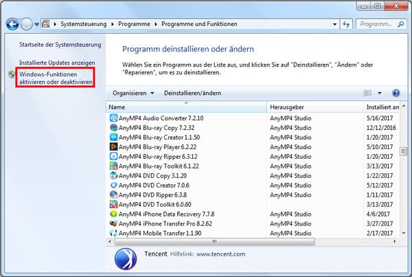 Windows Media Player deinstallieren