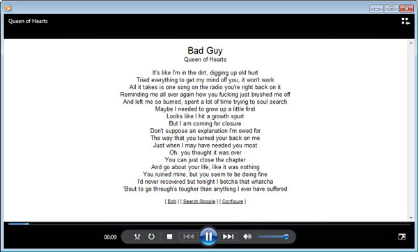 Lyrics Plugin for Windows Media Player