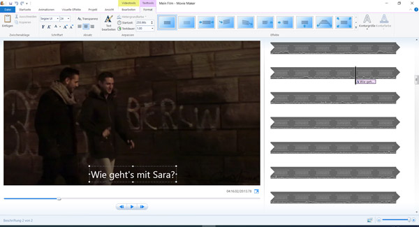 Windows Movie Maker: Untertitel in Video einfügen