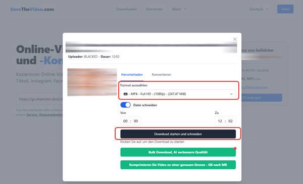 xHamster-Video downloaden mit SaveTheVideo
