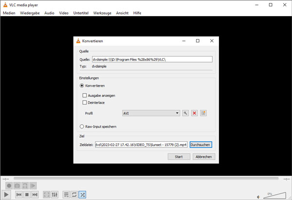 DVD in AVI mit VLC umwandeln