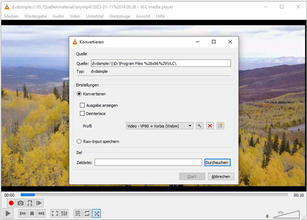 DVD in WebM mit VLC umwandeln